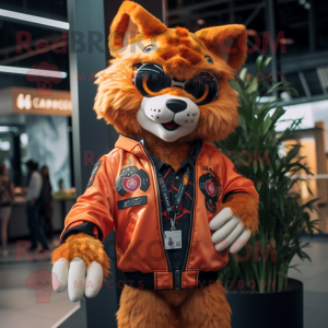 Orange Lynx maskot kostume...
