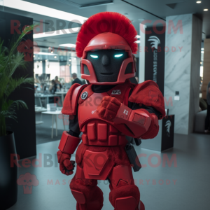 Röd Spartan Soldier maskot...