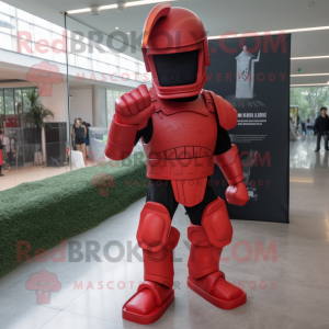 Red Spartan Soldier mascot costume character dressed with a Suit Pants and Hairpins