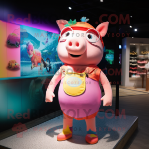 Peach Pig mascotte kostuum...