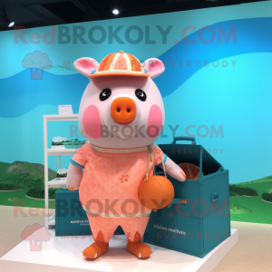 Peach Pig maskot drakt...