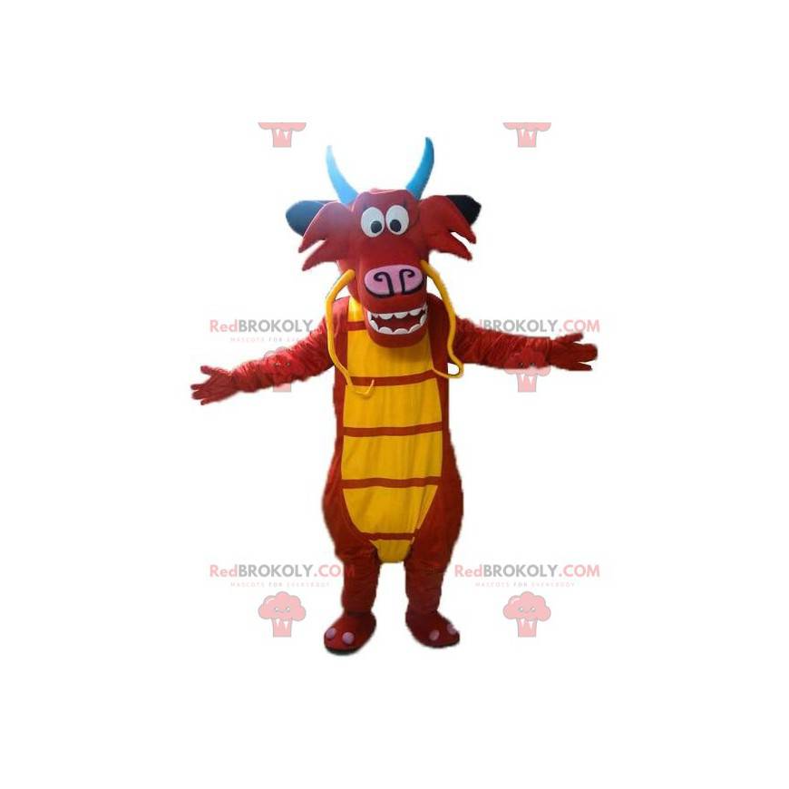 Mascot Mushu, el famoso dragón de Mulan, dragón rojo -