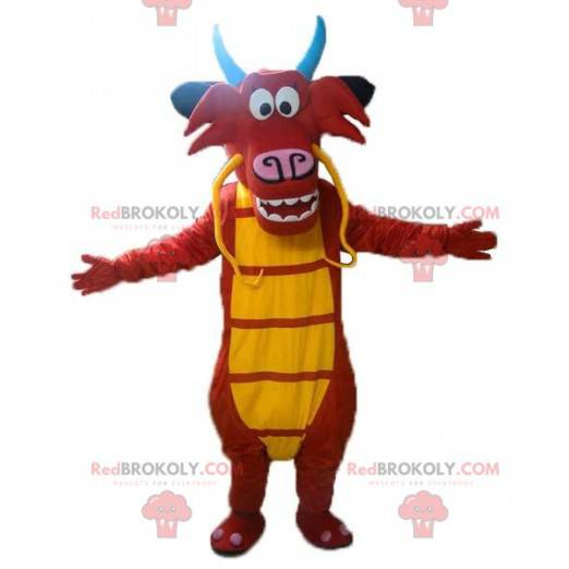 Mascot Mushu, de beroemde draak in Mulan, rode draak -