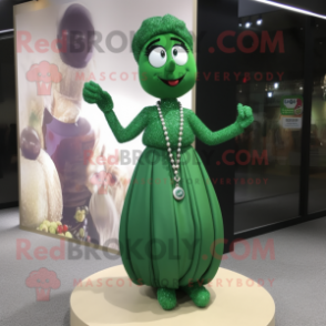 Forest Green Bracelet mascot costume character dressed with a Ball Gown and Necklaces