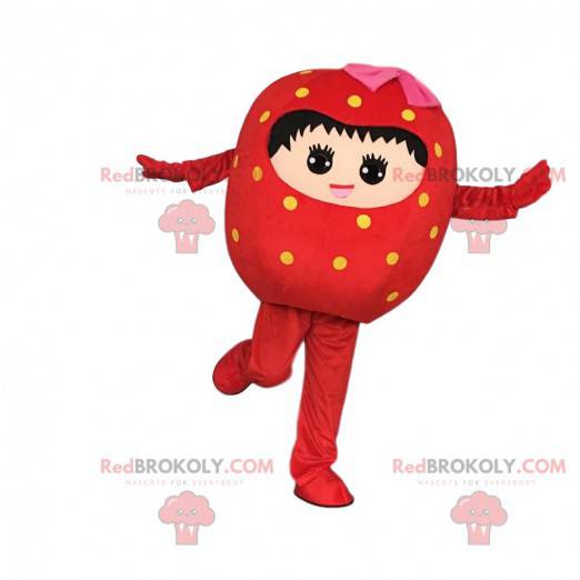 Mascot red strawberry, giant strawberry costume, red fruit -