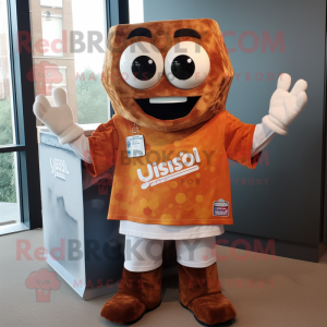 Rust Lasagna mascot costume character dressed with a T-Shirt and Cufflinks