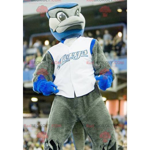 Gray and blue bird mascot - Redbrokoly.com