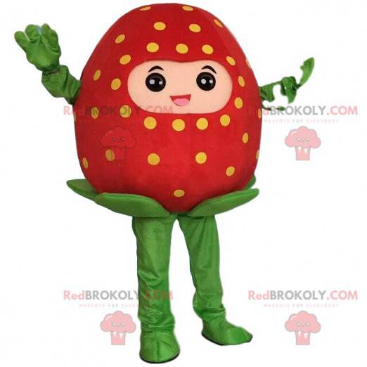 Mascot fresa roja, disfraz de fresa gigante, fruta roja -