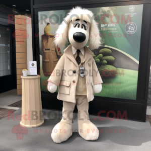 Beige Shepard'S Pie mascot costume character dressed with a Suit Jacket and Keychains