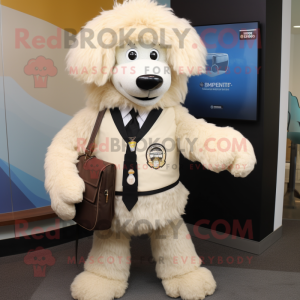 Beige Shepard'S Pie mascot costume character dressed with a Suit Jacket and Keychains