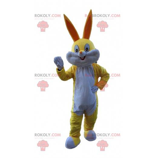 Yellow and white rabbit mascot, Bugs Bunny costume -