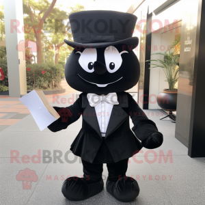 Black Hourglass mascot costume character dressed with a Poplin Shirt and Bow ties