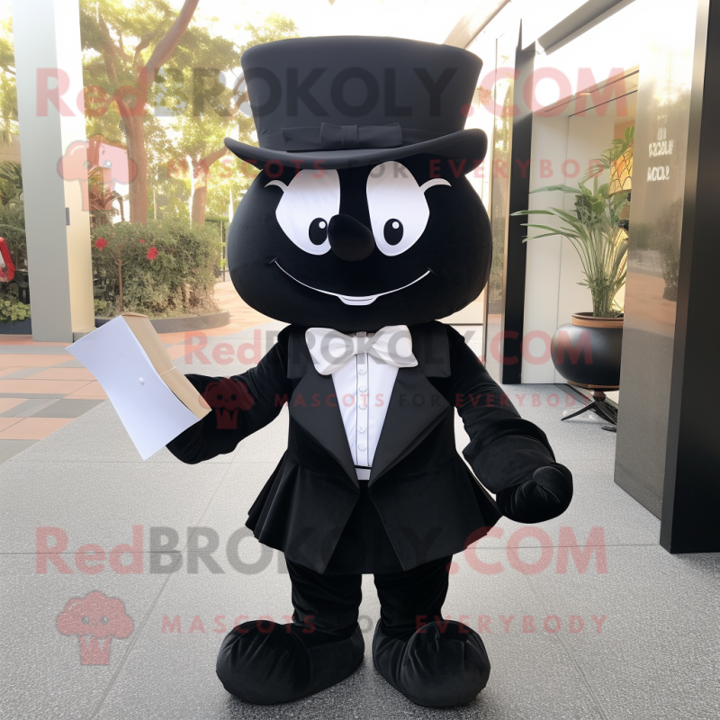 Black Hourglass mascot costume character dressed with a Poplin Shirt and Bow ties Black Hourglass mascot costume character dressed with a Poplin Shirt and Bow ties