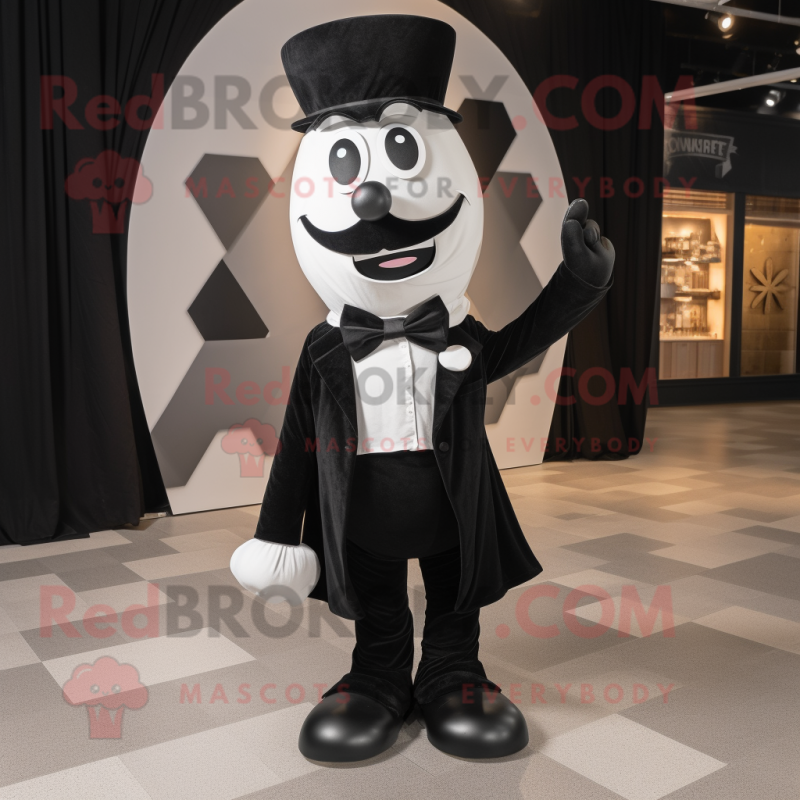 Black Hourglass mascot costume character dressed with a Poplin Shirt and Bow ties