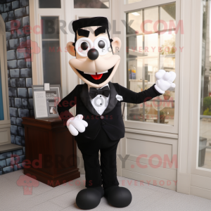 Black Hourglass mascot costume character dressed with a Poplin Shirt and Bow ties