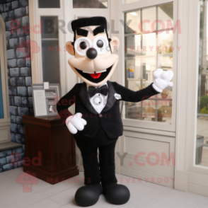 Black Hourglass mascot costume character dressed with a Poplin Shirt and Bow ties