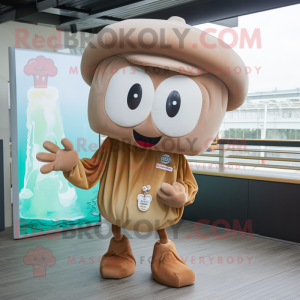 Brown Jellyfish mascot costume character dressed with a Playsuit and Cufflinks