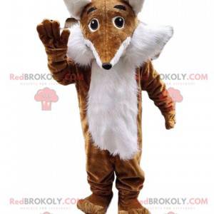 Mascotte bruine en witte vos, harig vos kostuum - Redbrokoly.com
