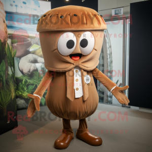 Brown Jellyfish mascot costume character dressed with a Playsuit and Cufflinks