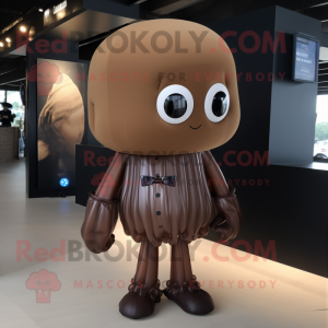 Brown Jellyfish mascot costume character dressed with a Playsuit and Cufflinks