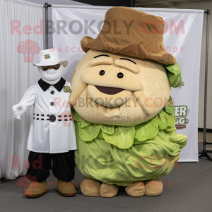 Tan Corned Beef And Cabbage mascot costume character dressed with a Poplin Shirt and Caps