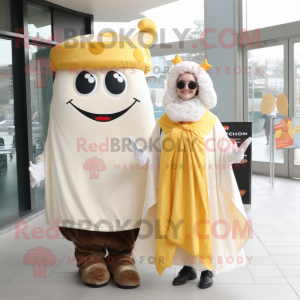 Cream Burgers mascot costume character dressed with a Shift Dress and Scarves