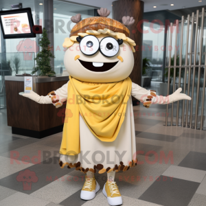 Cream Burgers mascot costume character dressed with a Shift Dress and Scarves