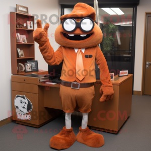 Rust Attorney mascot costume character dressed with a Playsuit and Earrings