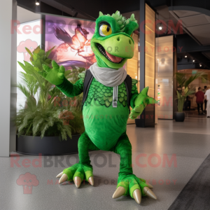 Groene Utahraptor mascotte...