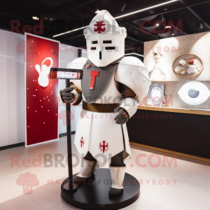 White Medieval Knight mascot costume character dressed with a Coat and Earrings