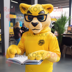 Gul Puma maskot kostume...