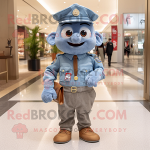 nan American Soldier mascot costume character dressed with a Chambray Shirt and Lapel pins