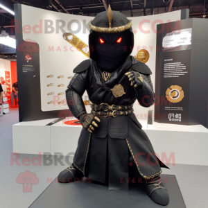Svart Samurai maskot drakt...