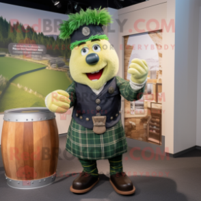 Olive Bagpipe mascot costume character dressed with a Mom Jeans and Cufflinks