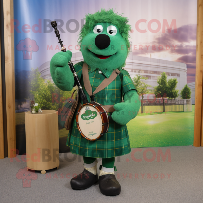 Olive Bagpipe mascot costume character dressed with a Mom Jeans and Cufflinks Olive Bagpipe mascot costume character dressed with a Mom Jeans and Cufflinks