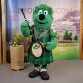 Olive Bagpipe mascot costume character dressed with a Mom Jeans and Cufflinks
