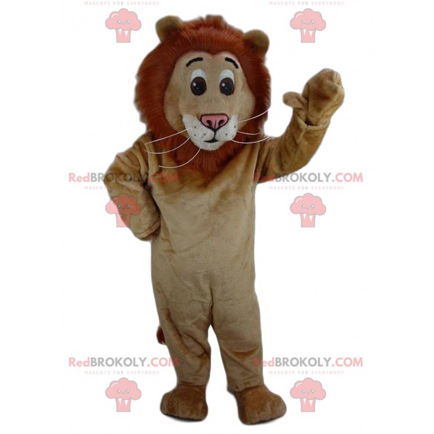 Mascotte de lion marron, costume de lion, déguisement de lion -
