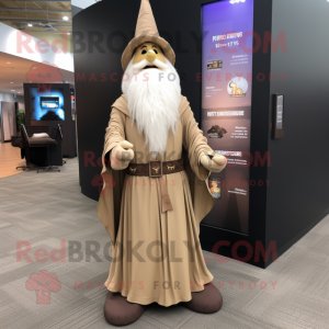 Tan Wizard maskot kostume...