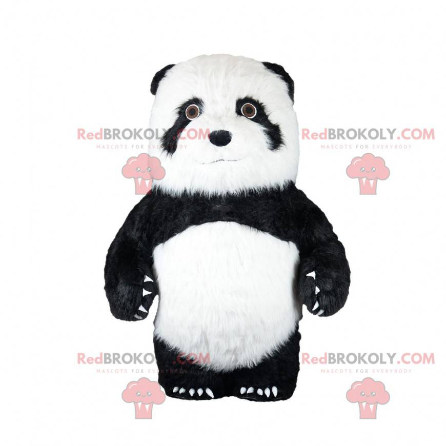 Mascote panda preto e branco, fantasia de urso asiático -