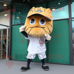 Olive Fried Calamari mascot costume character dressed with a Baseball Tee and Foot pads