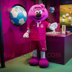 Magenta Soccer Ball mascot costume character dressed with a Polo Tee and Cufflinks
