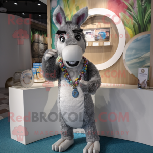 Silver Donkey maskot kostym...