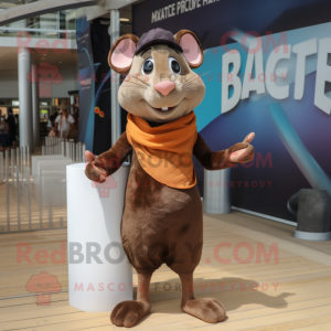 Brown Ratatouille mascot costume character dressed with a One-Piece Swimsuit and Cufflinks