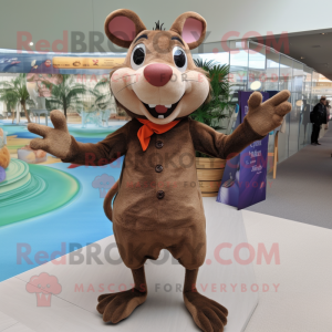 Brown Ratatouille mascot costume character dressed with a One-Piece Swimsuit and Cufflinks