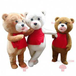3 bear mascots, teddy bear costumes, 3 teddy bears -
