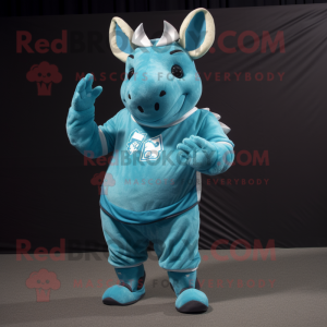 Cyan Rhinoceros maskot...
