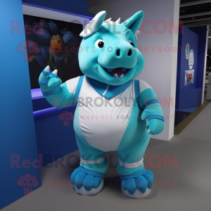 Cyan-Nashorn Maskottchen...