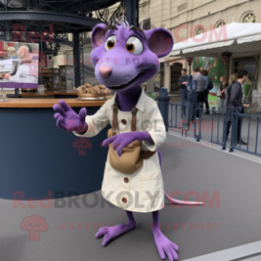 Lavender Ratatouille mascot costume character dressed with a Skinny Jeans and Necklaces