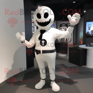 White Graveyard mascot costume character dressed with a Leggings and Cufflinks