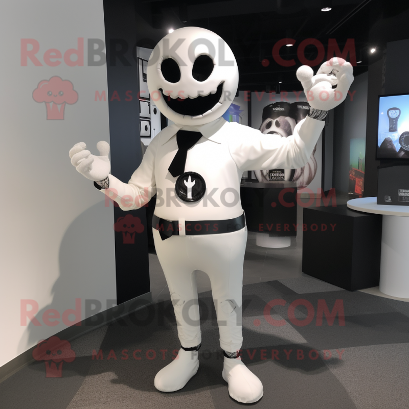 White Graveyard mascot costume character dressed with a Leggings and Cufflinks